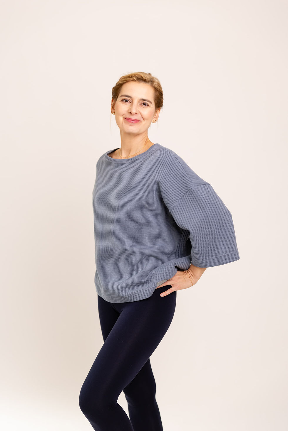 Miniatura: Mikina Waffle Oversize - Misty Grey