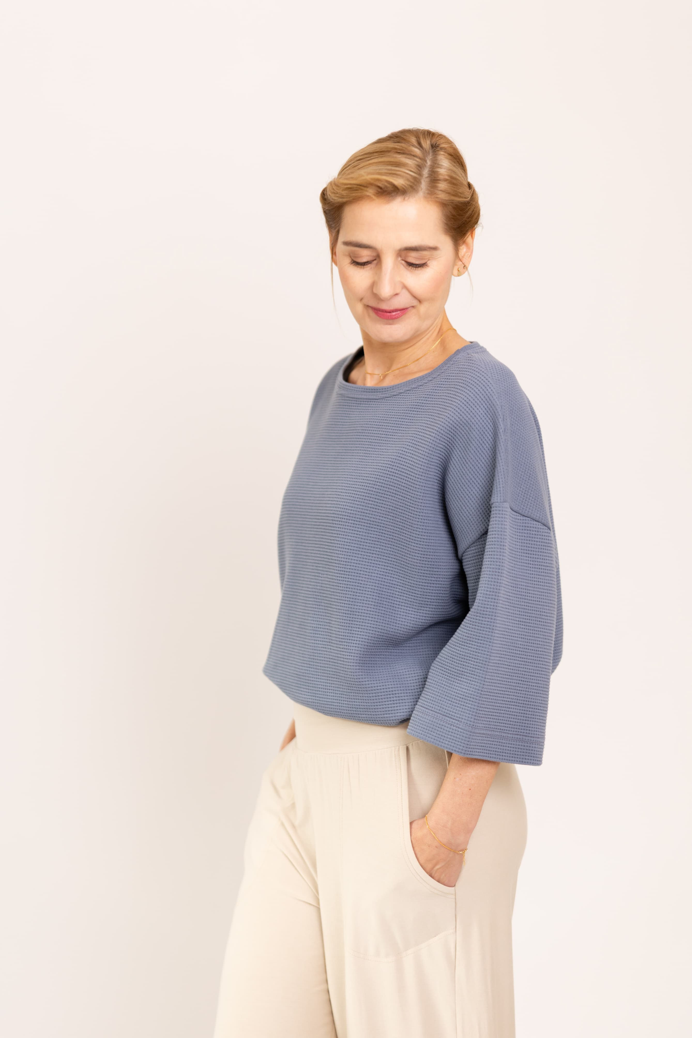 Mikina Waffle Oversize - Misty Grey