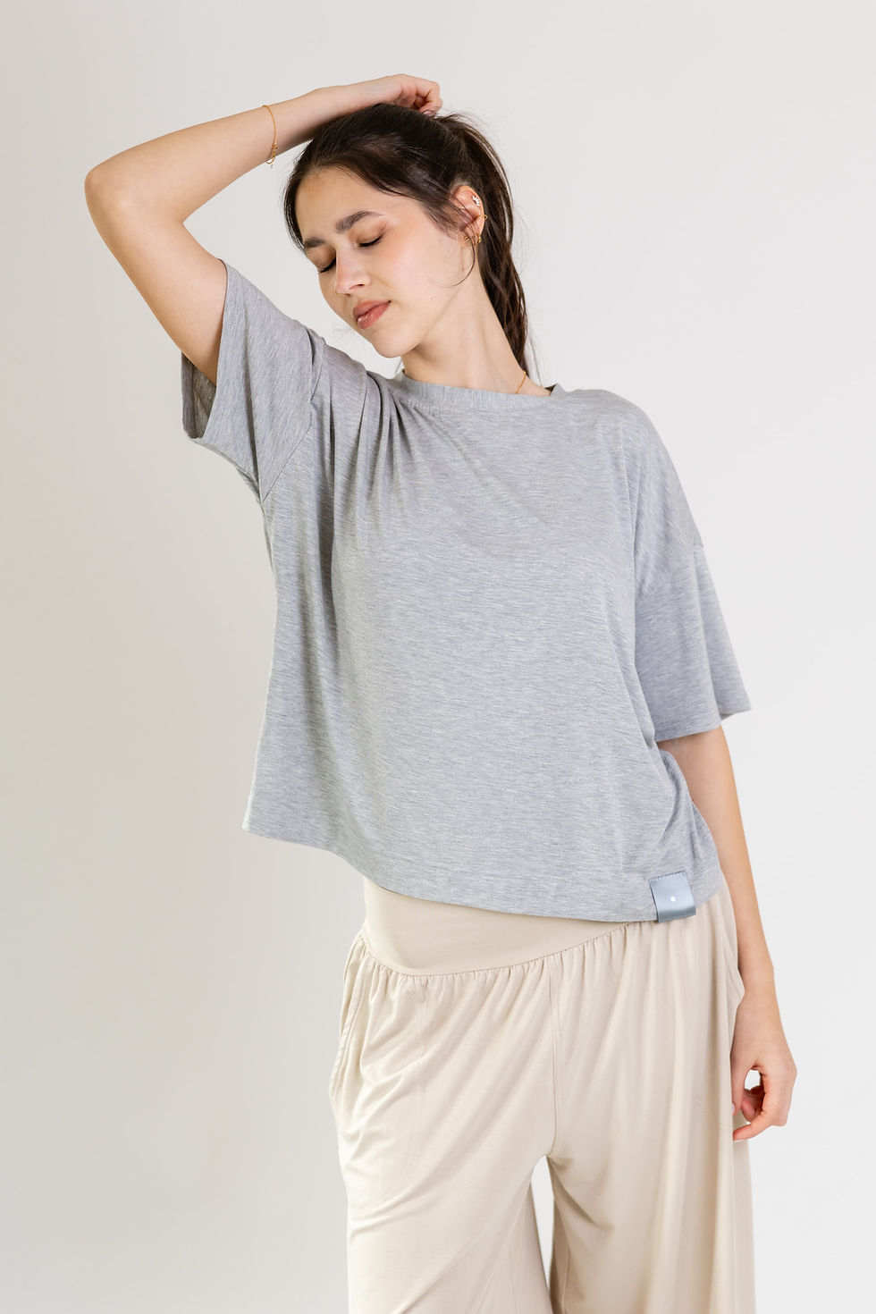 Miniatura: Tričko Oversize  Crop -  Silver Rain