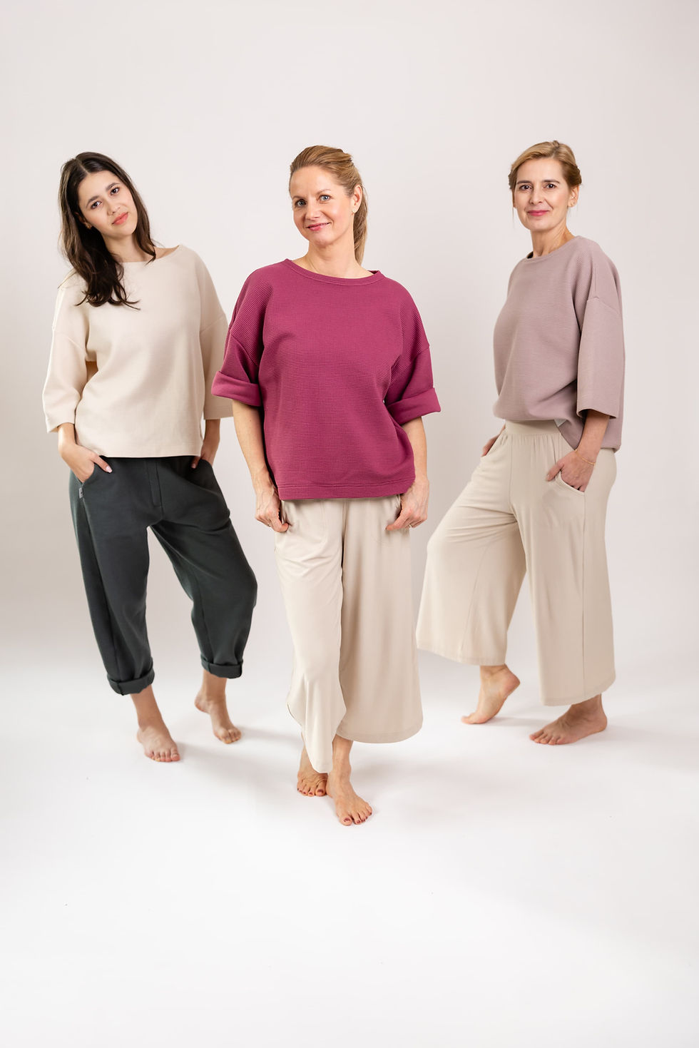 Miniatura: Mikina Waffle Oversize - Berry