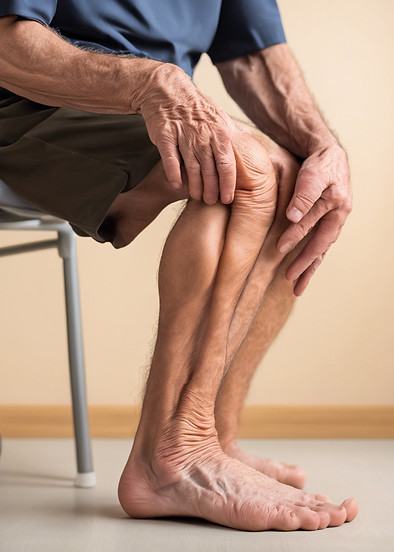 Old male patient with knee pain