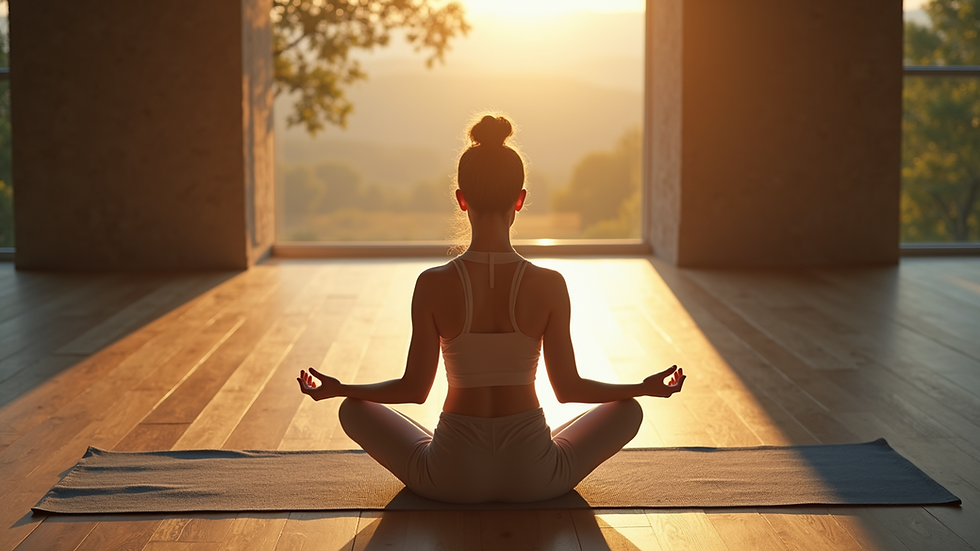 High angle view of a tranquil yoga session in a serene environment