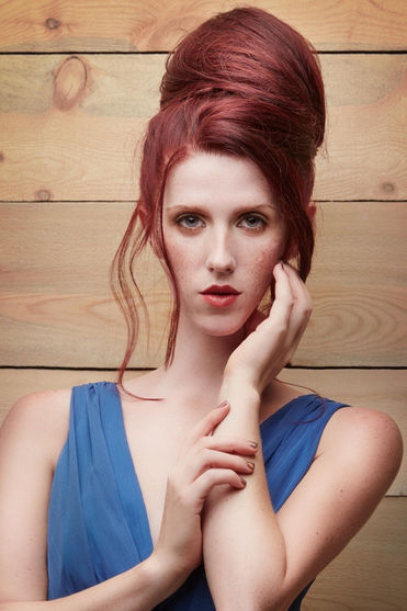 Model red hair up-do white caucasian female photography the Nest Collective