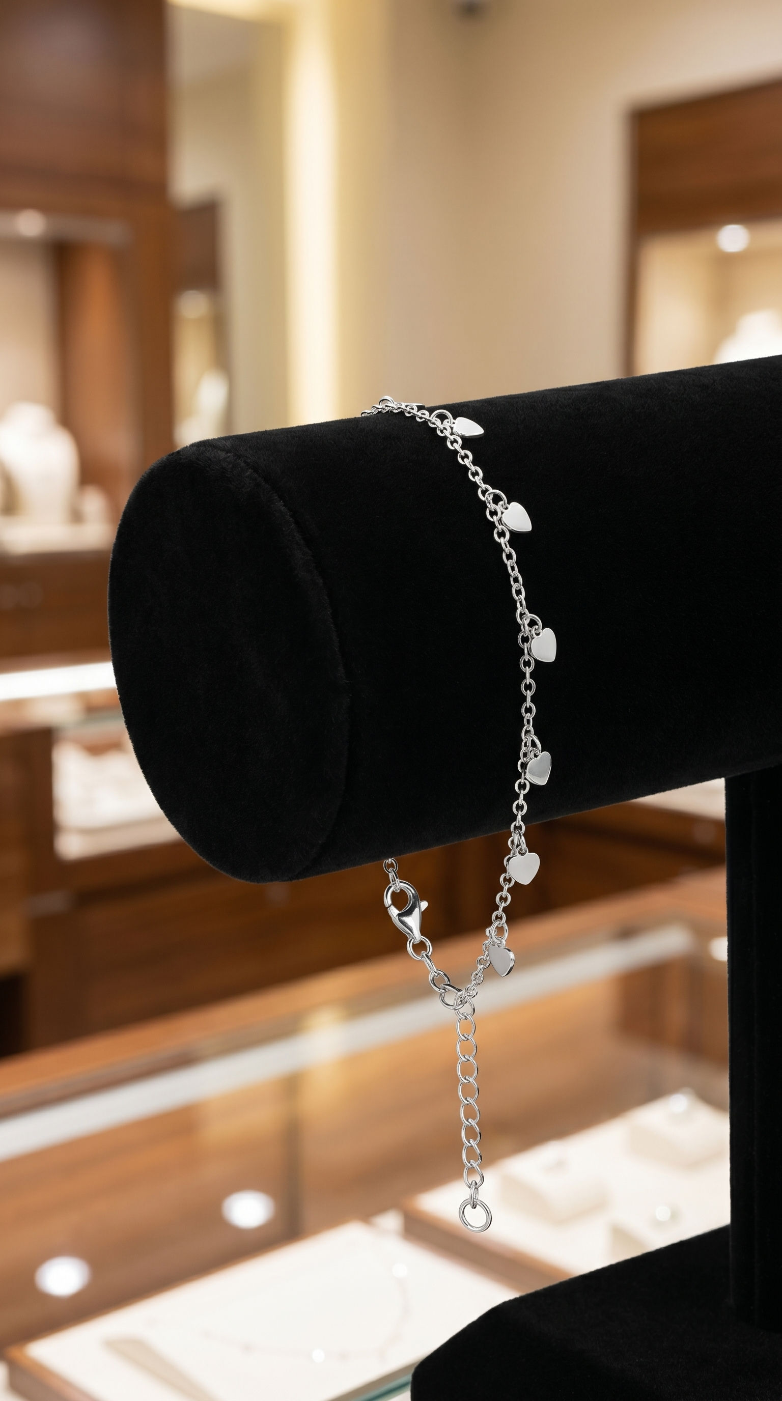 Pulseira com Vários Pingentes em Formato de Coração Pequeno
