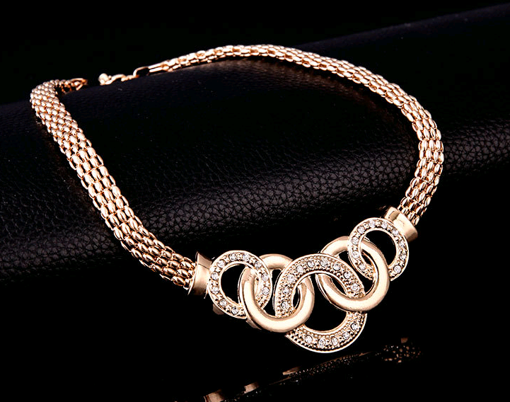 Miniatura: 18K Gold-Plated Jewelry Set: Necklace, Earrings, Bracelet, Ring
