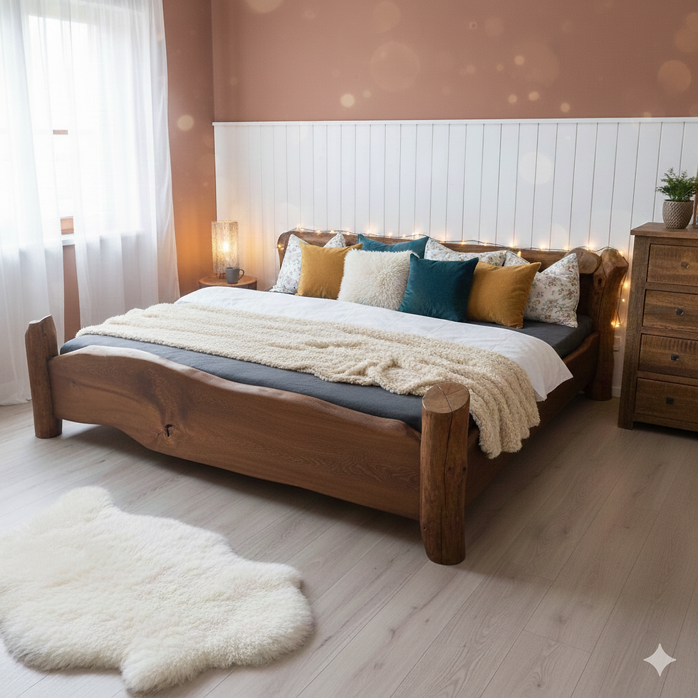 Familienbett aus Holz dunkel braun 270x200 im Landhausstil