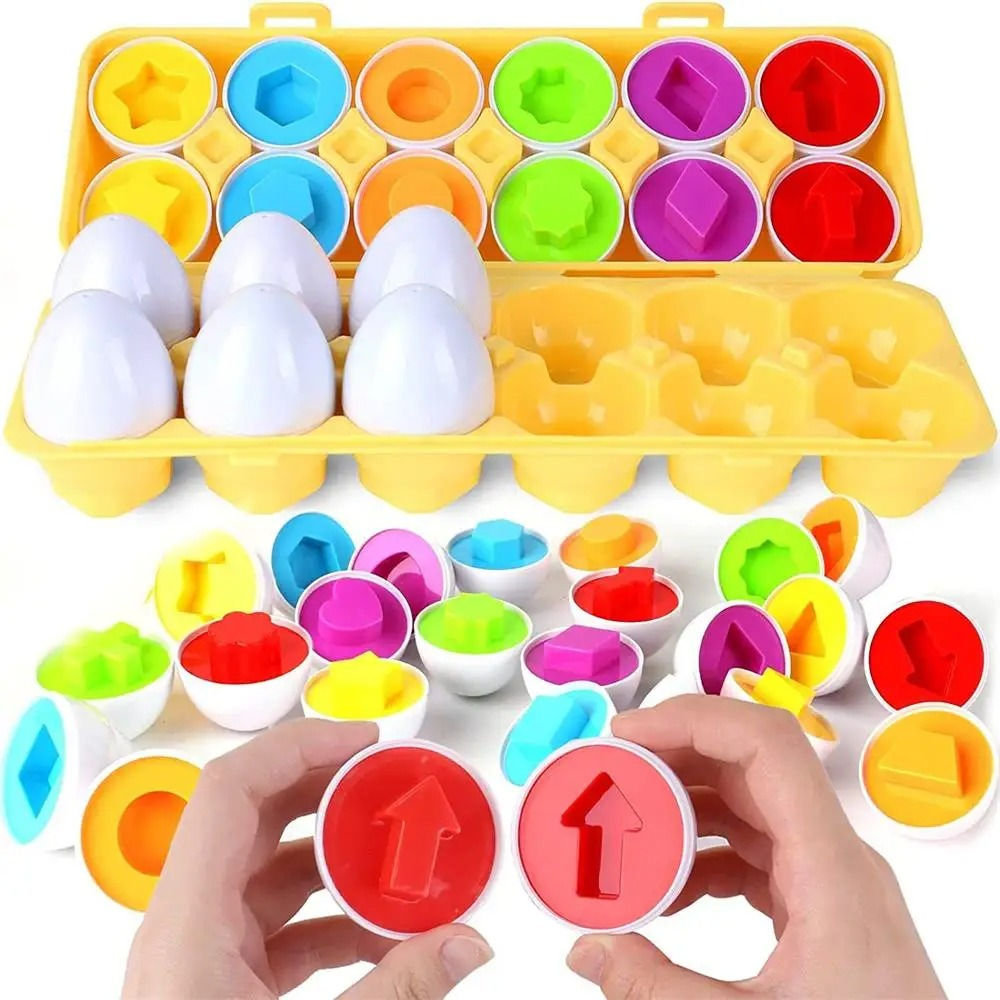 Colour & Shape Matching Eggs — Montessori Toy (12 Pcs, 3+)