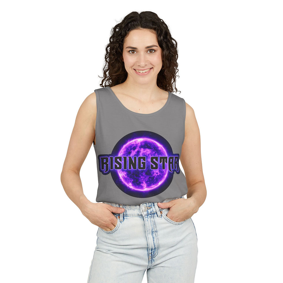 Thumbnail: RISING STAR Unisex Tank Top — Logo with Starfield Outline