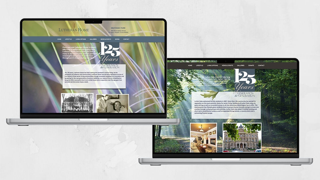 Individual campus websites on laptop computers, each with it's own unique brand identity.