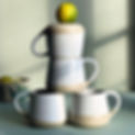 Création artisanale tasse en grès pyrité blanche fait main par Plan B Céramiques France