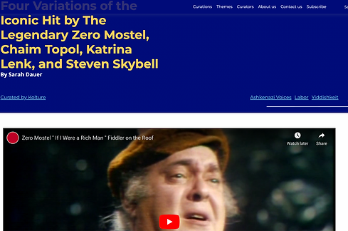“If I Were A Rich Man”: Four Variations of the Iconic Hit by The Legendary Zero Mostel, Chaim Topol, Katrina Lenk, and Steven Skybell