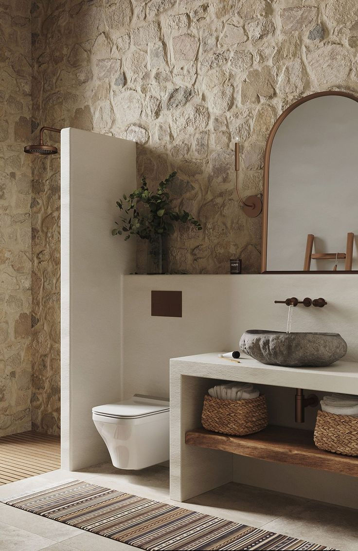 stone and earth tones bathroom