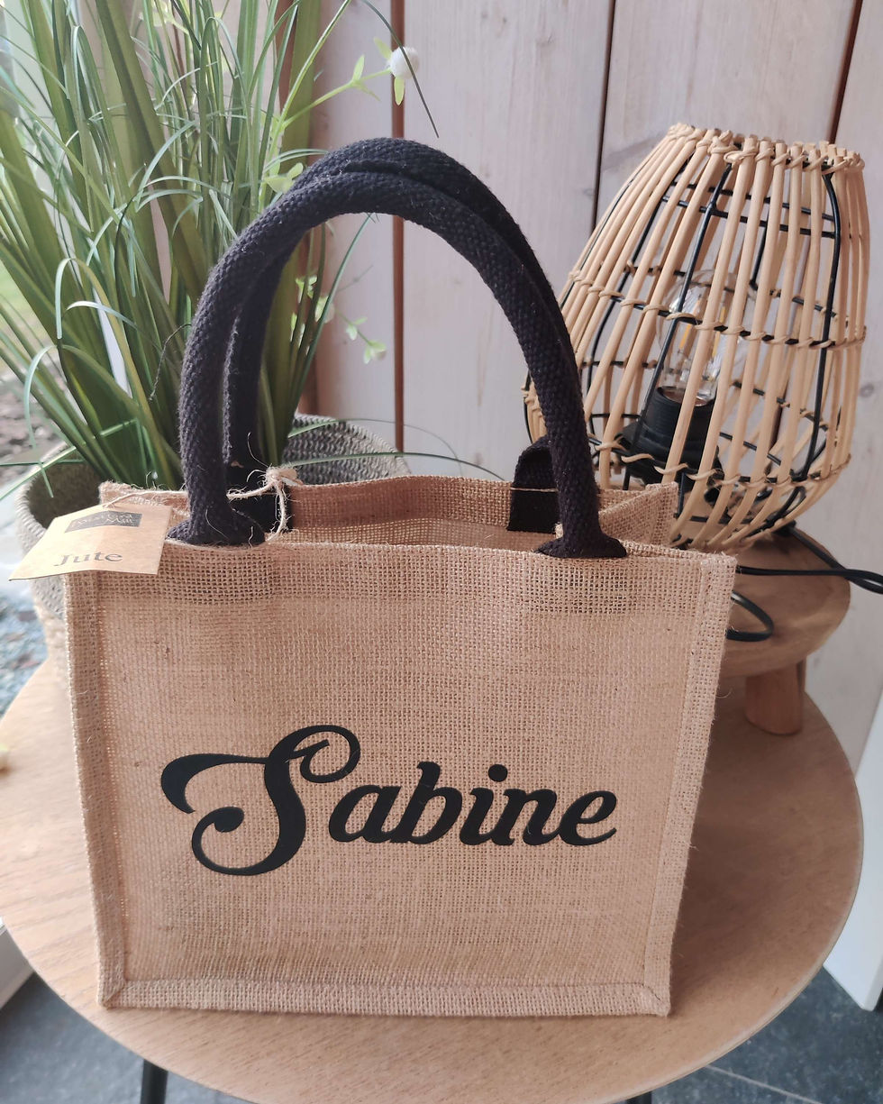 Mini jute tasje incl bedrukking naar keuze (1 kleur )