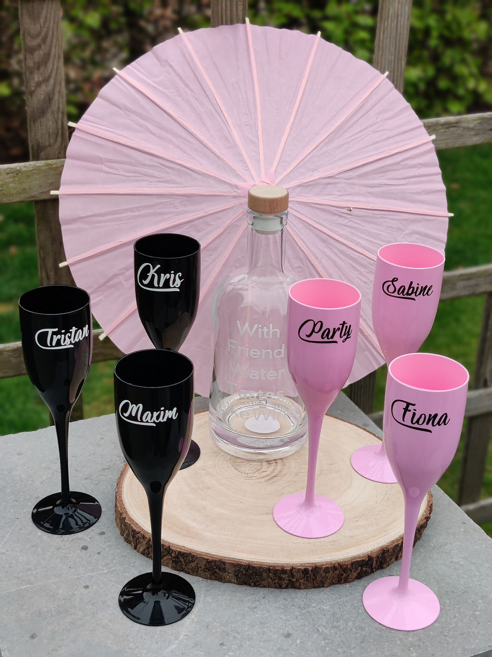 Gepersonaliseerd champagne glas ( kunststof)