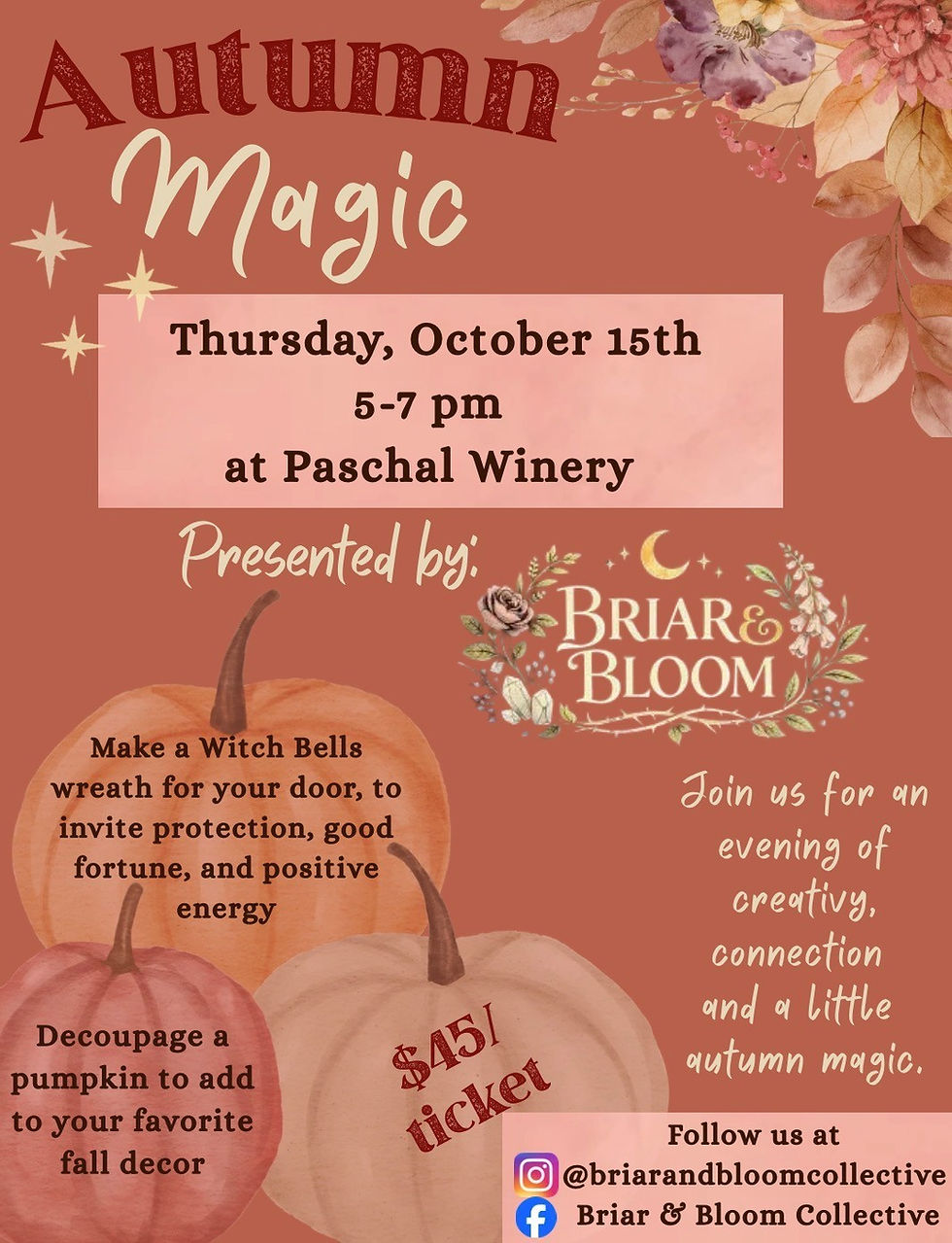 Autumn Magic: Witch bell wreath & decoupage pumpkin class