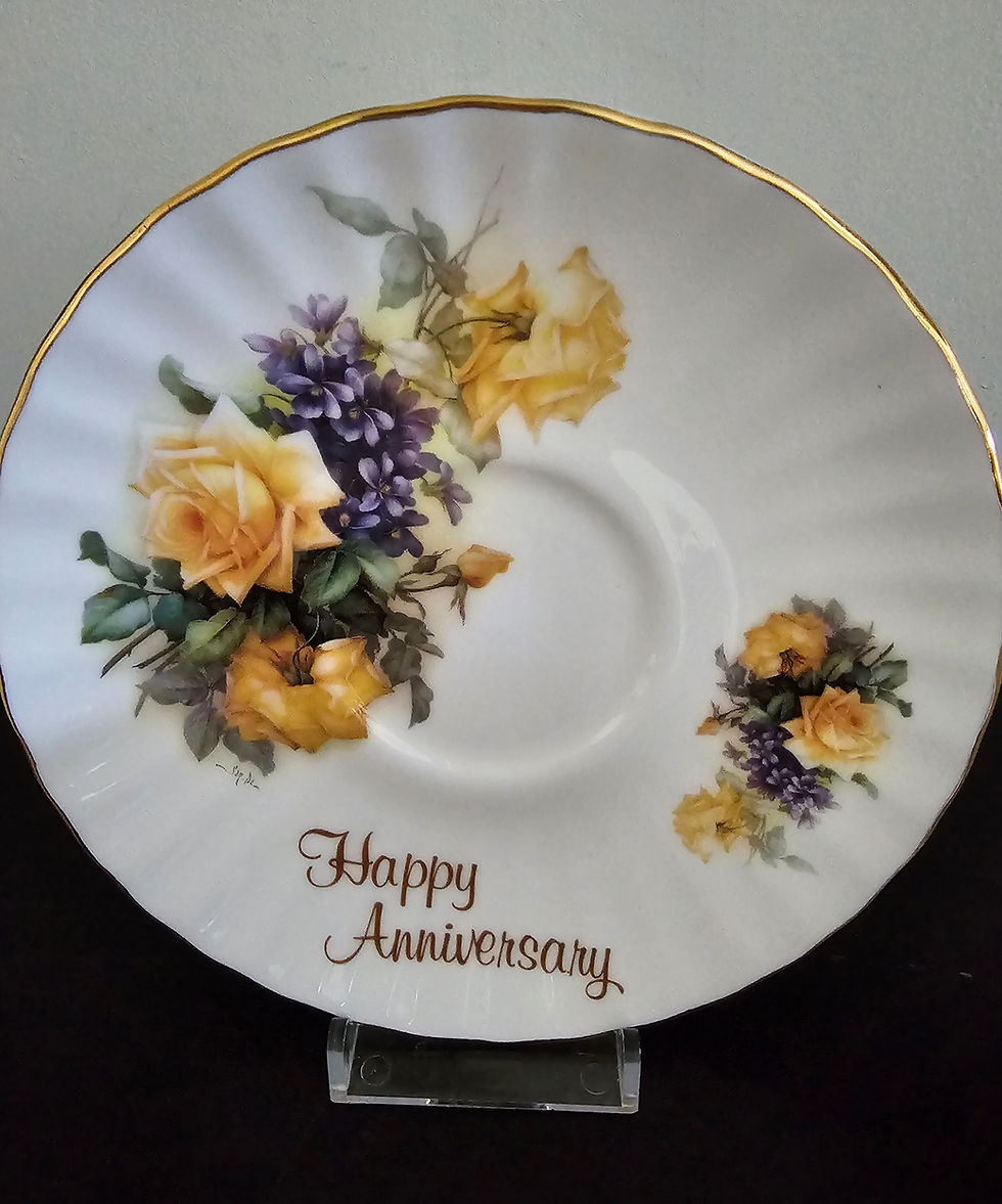 Miniatura: Vintage Royal Patrician Made in England "Happy Anniversary" Teacup and Saucer Se