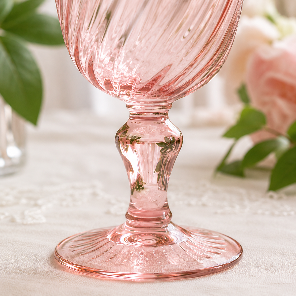 Thumbnail: Vintage Rosaline Pink Swirl Wine Glasses by Cristal D’Arques-Durand — Set of 8
