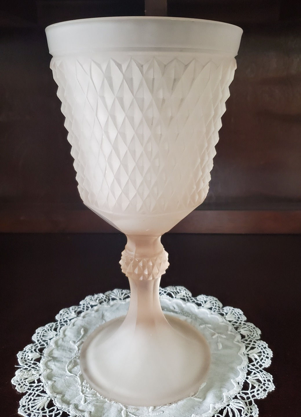 Vintage Pink Frosted Satin Apothecary Jar or Candy dish