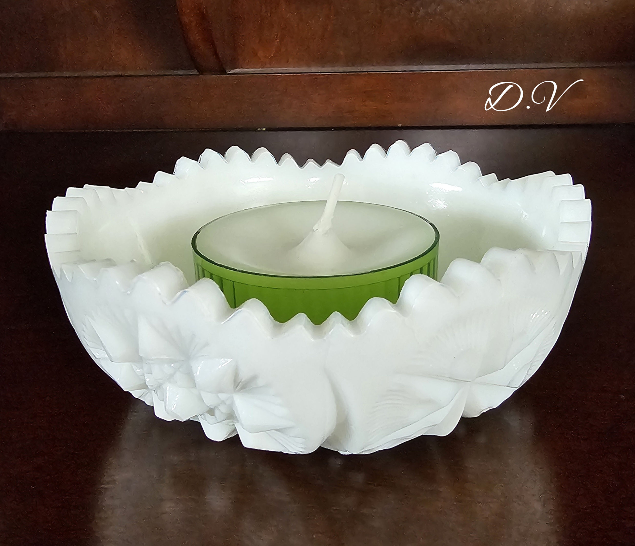 Vintage Kemple Milk Glass Hobstar Sawtooth Rim Round Bowl