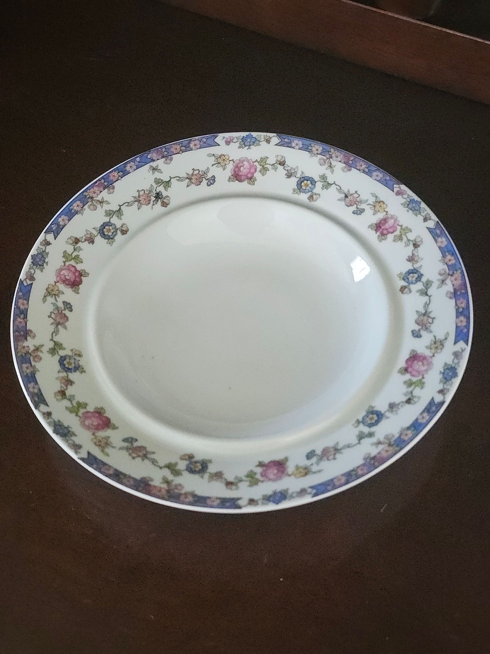 Miniatura: Vintage European Porcelain Butter Cheese Dish | Floral Blue & Pink Pattern