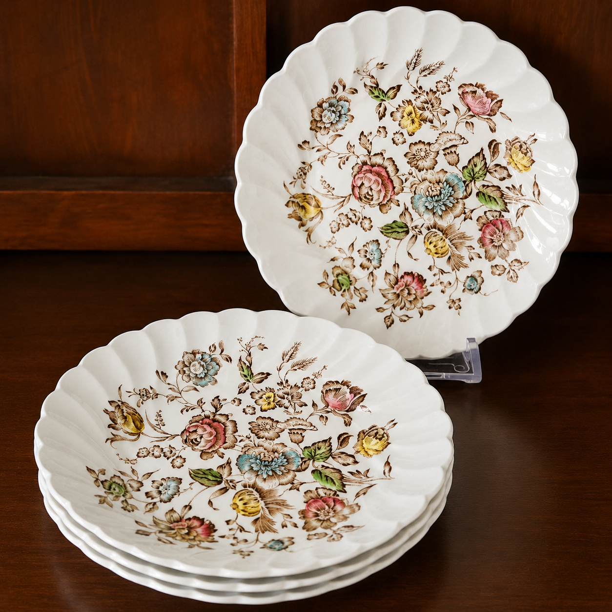 Vintage Johnson Brothers "Staffordshire Bouquet" Set of 4 Berry Bowls