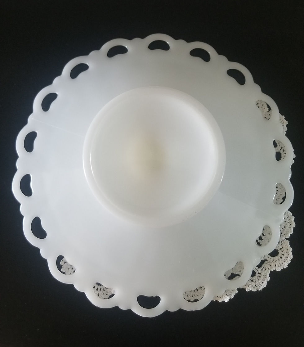 Miniaturebillede: Old Colony Milk Glass Lace Edge Compote/Fruit Bowl