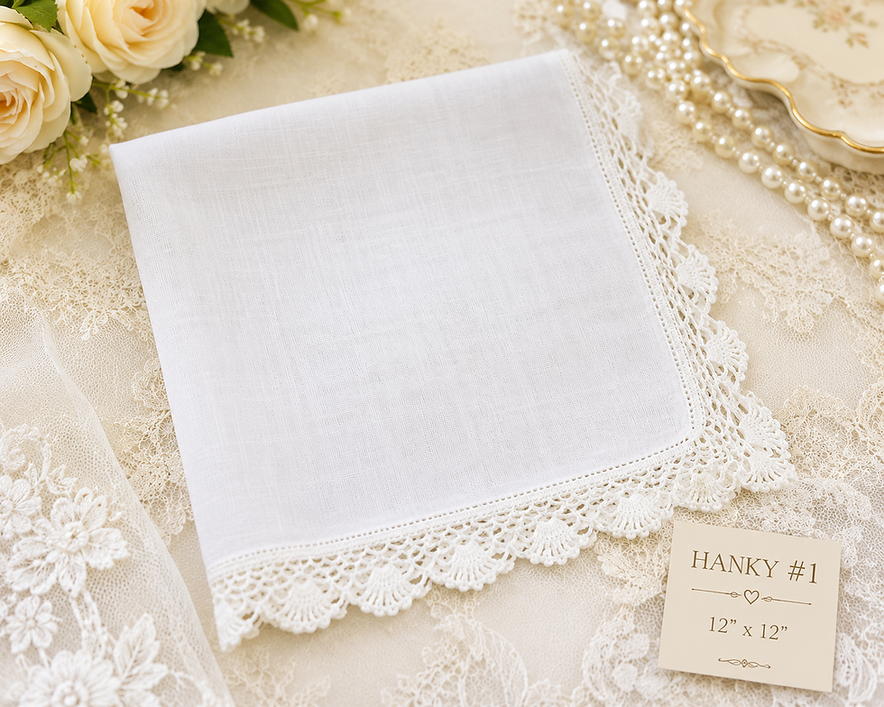 Miniatura: Vintage Bride's Hanky – White or Ivory-Choose Your Favorite
