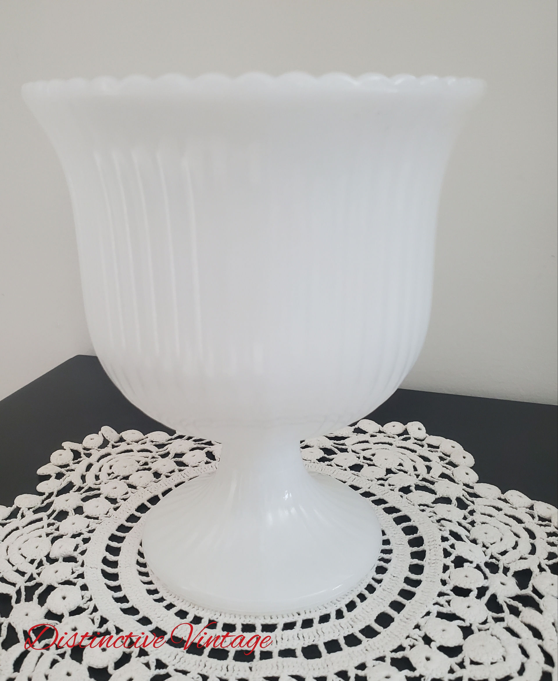 Vintage E.O. Brody Ribbed Milk Glass Planter/Urn