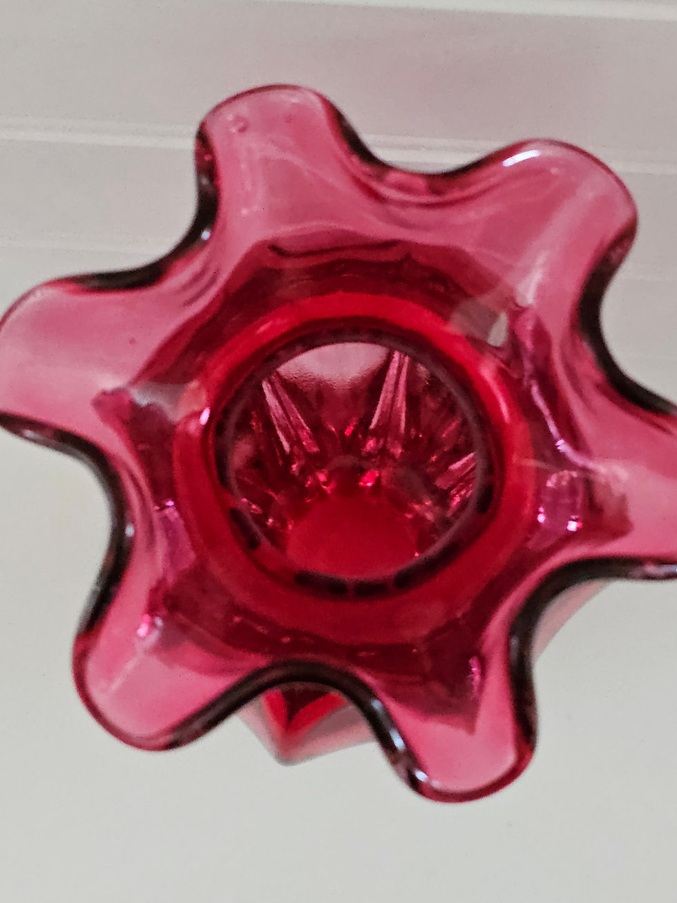 Miniature : Vintage Fenton Ruffle Top Melon Sided Vase