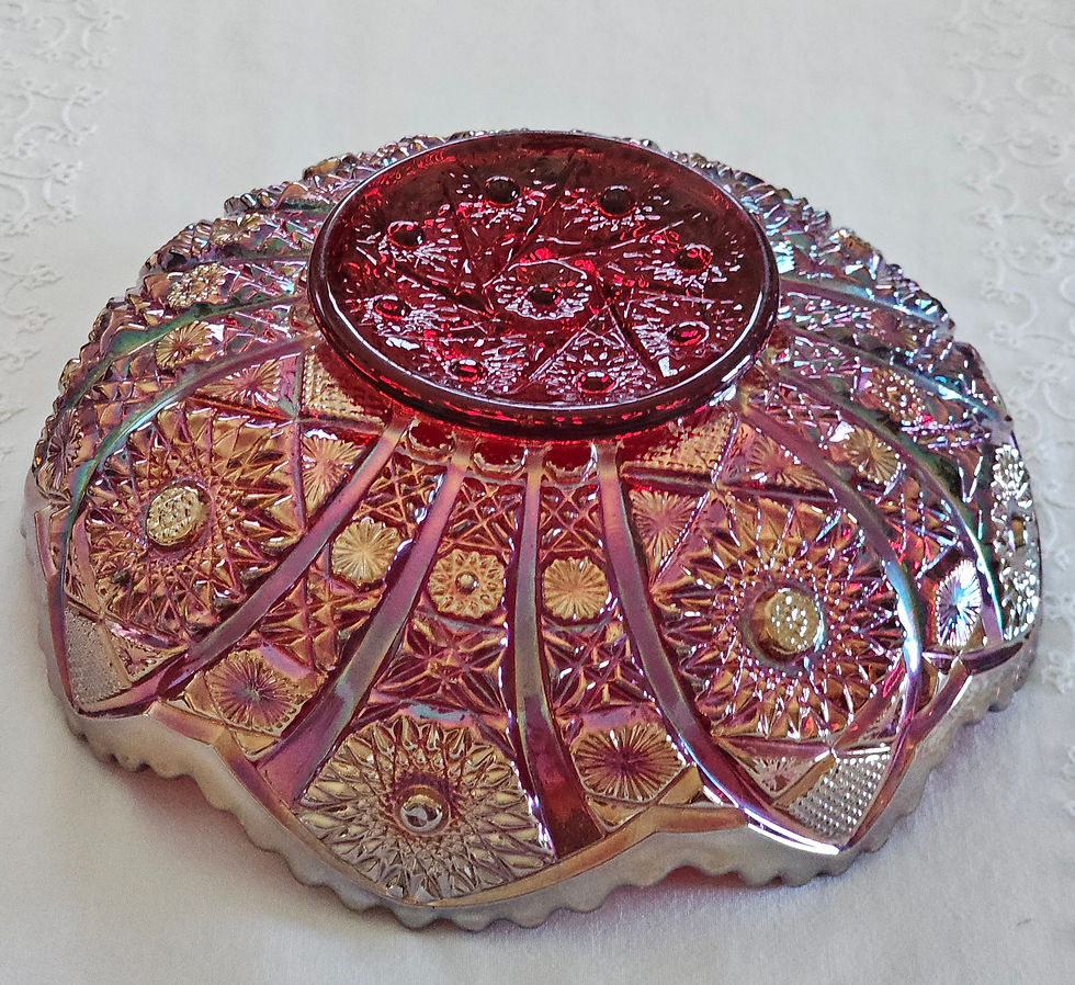 Miniatura: Vintage Imperial Carnival Glass Bowl | Red Iridescent Art Glass