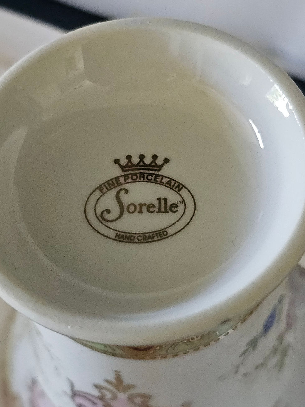 Thumbnail: Sorelle Floral Porcelain Cups Pink Roses Gold Trim Footed Cups Made in Po