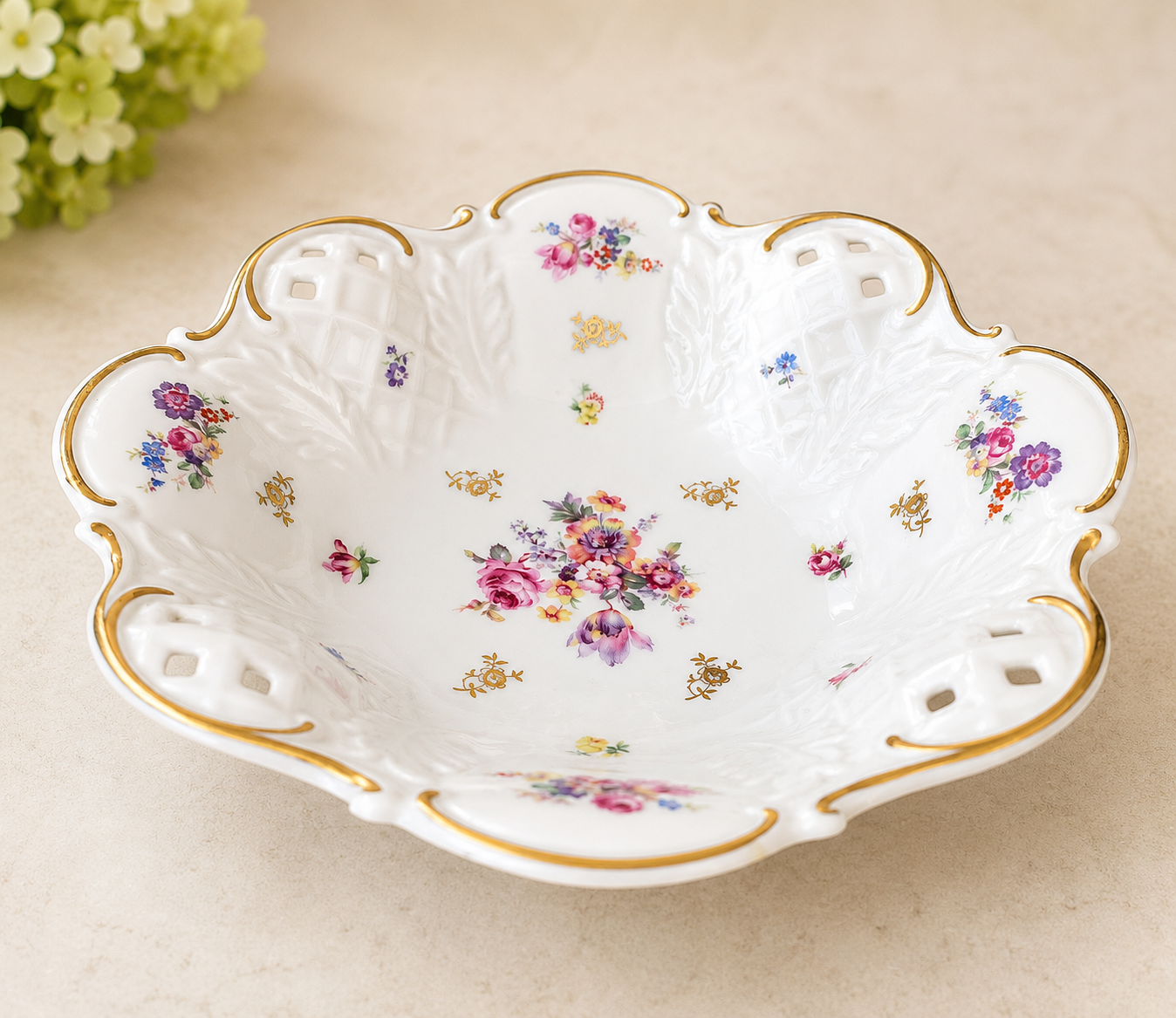 Vintage Rosenthal Classic Four Footed Bowl-Delicate Flower Design