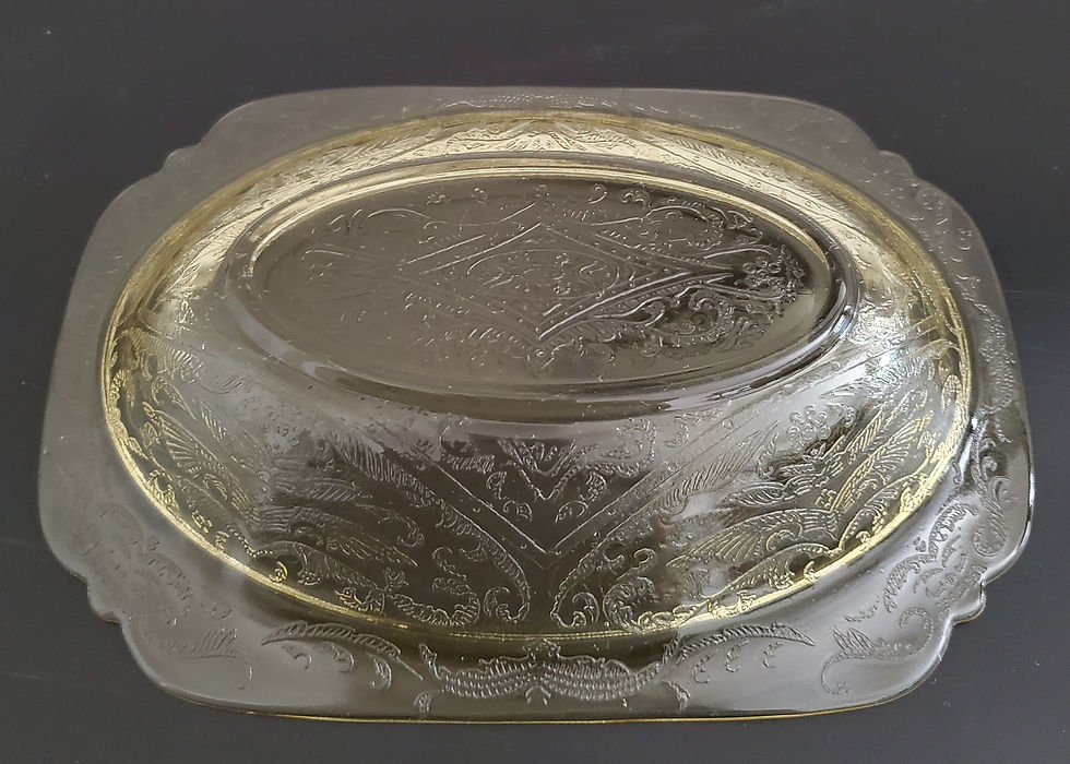 Miniatura: Federal Depression Glass Yellow Oval Serving Bowl