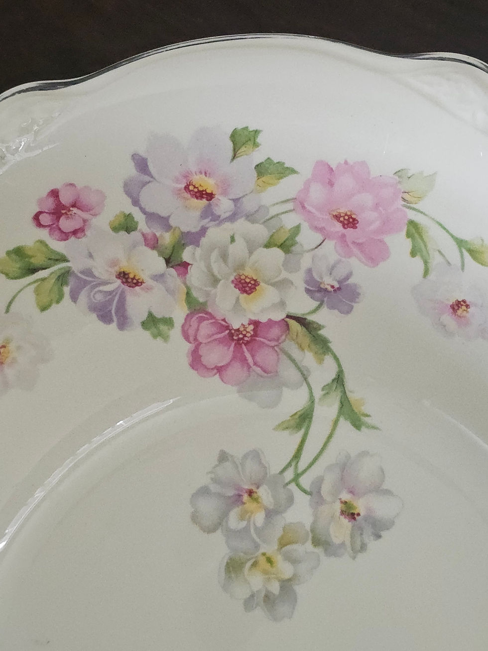 Miniatura: Vintage Homer Laughlin Virginia Rose Vegetable Serving Bowl | Platinum Trim