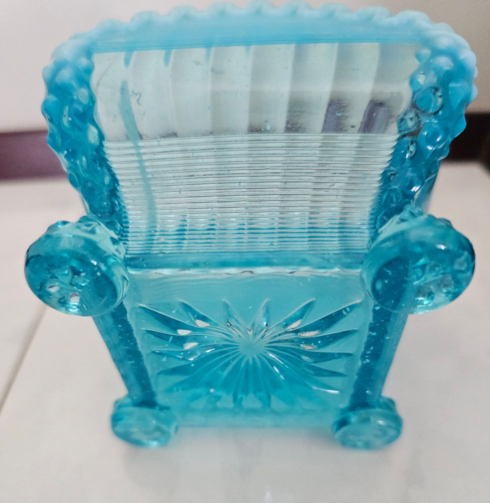 Miniatura: Antique Northwood Alaska Blue Opalescent Sugar Bowl | Footed Candy Dish