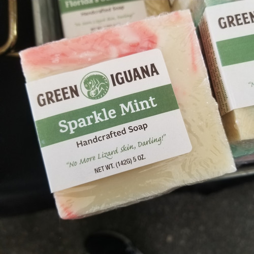 Sparkle Mint handcrafted soap with peppermint essential oil Green Iguana Bath