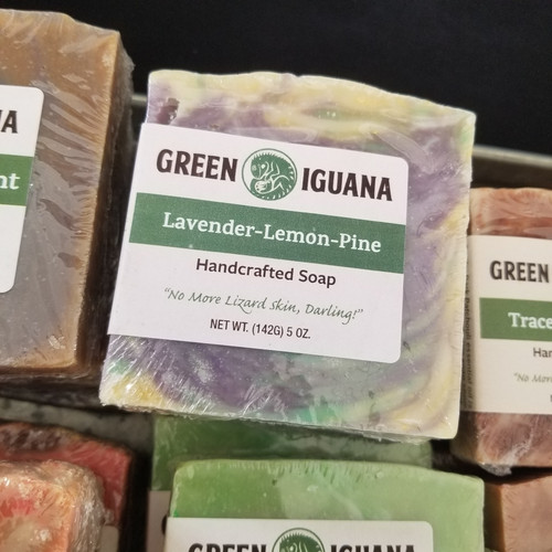 Lavender Lemon & Pine handcrafted soap with essential oil Green Iguana Bath