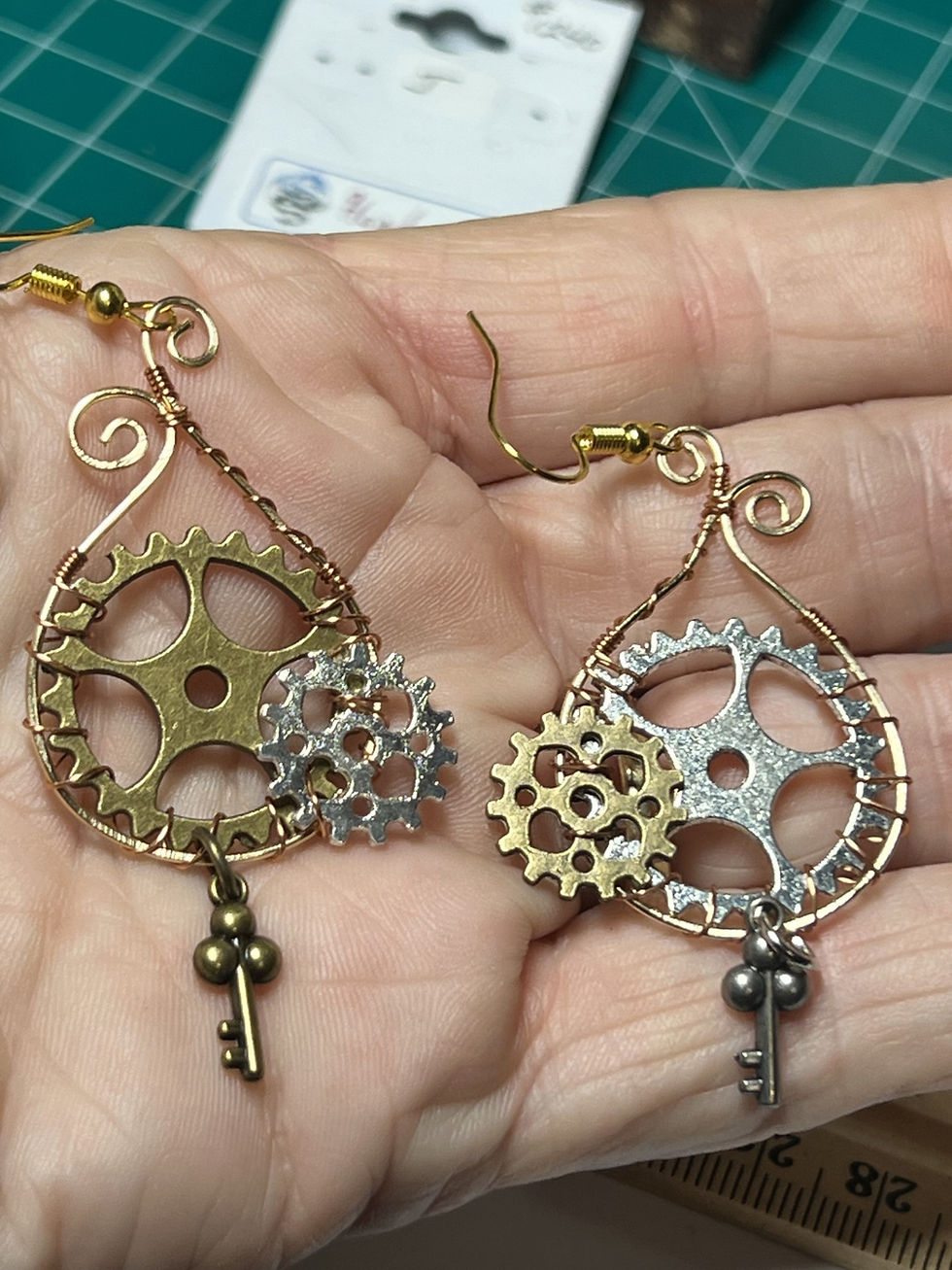 Thumbnail: Wire Wrapped Steampunk Key Earrings