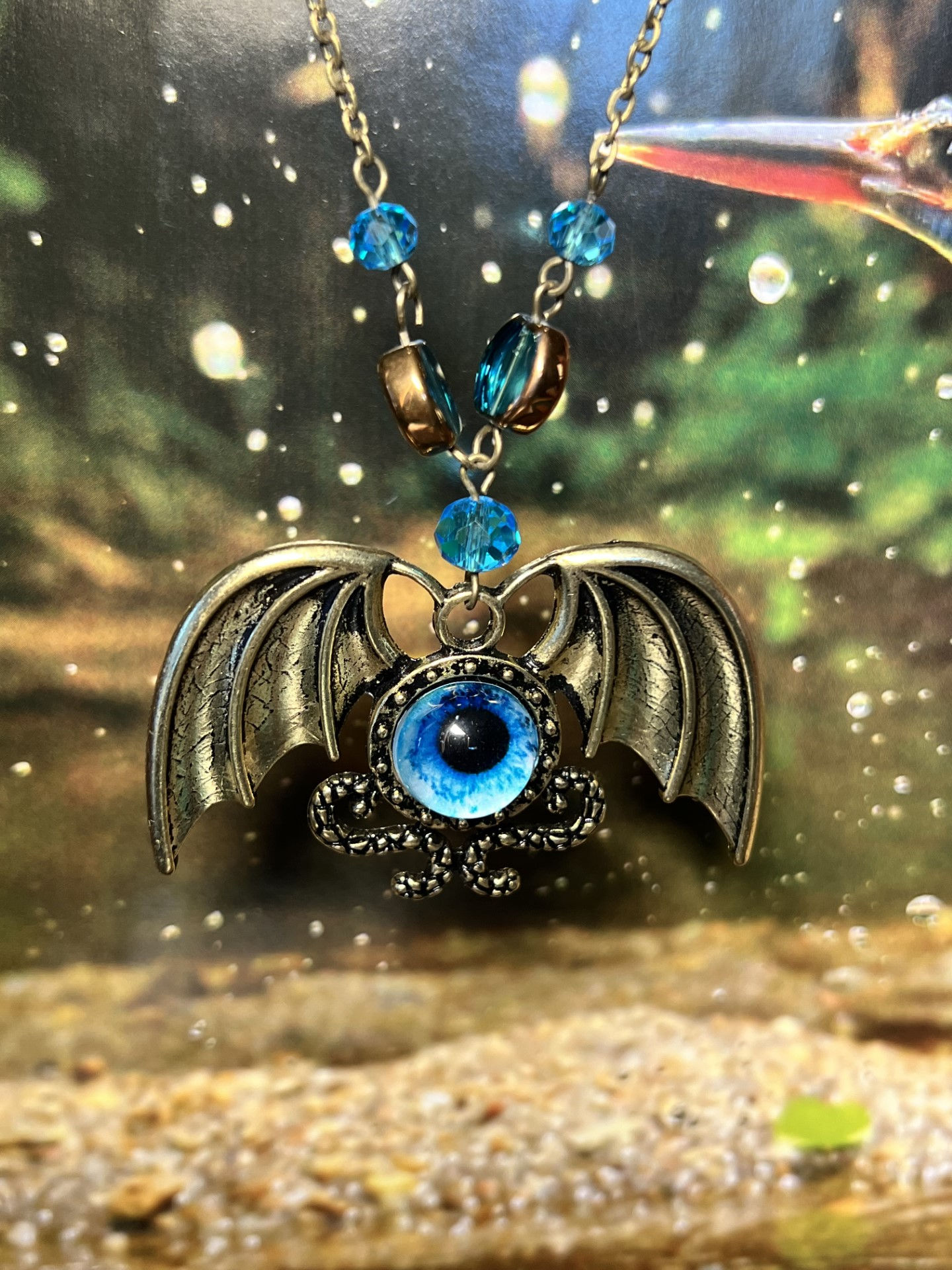 Bronze Winged Bat Pendant
