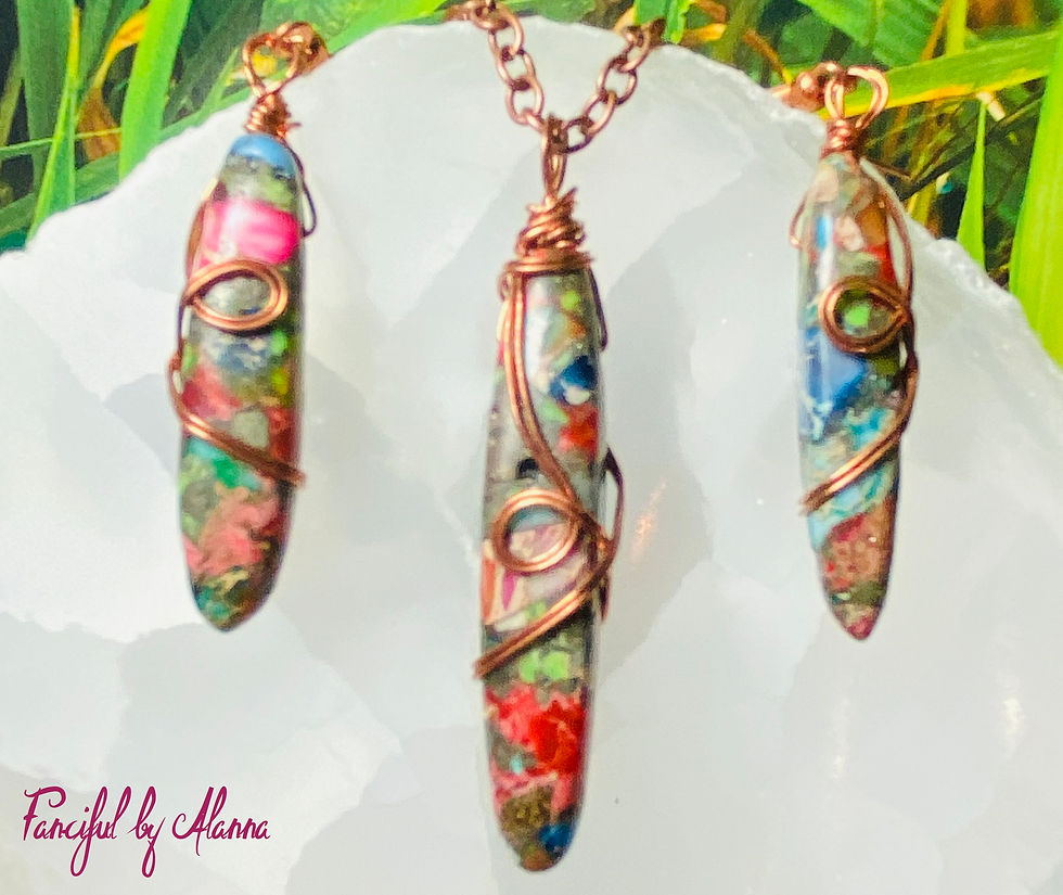 Multi Color Stone Necklace and Earrings