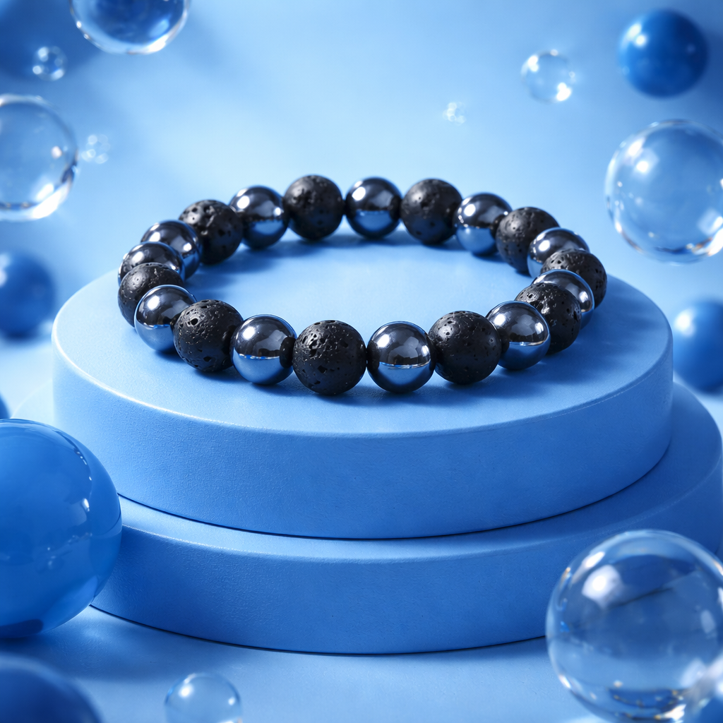 Hematite & Lava Stone Bracelet | Grounding Jewelry