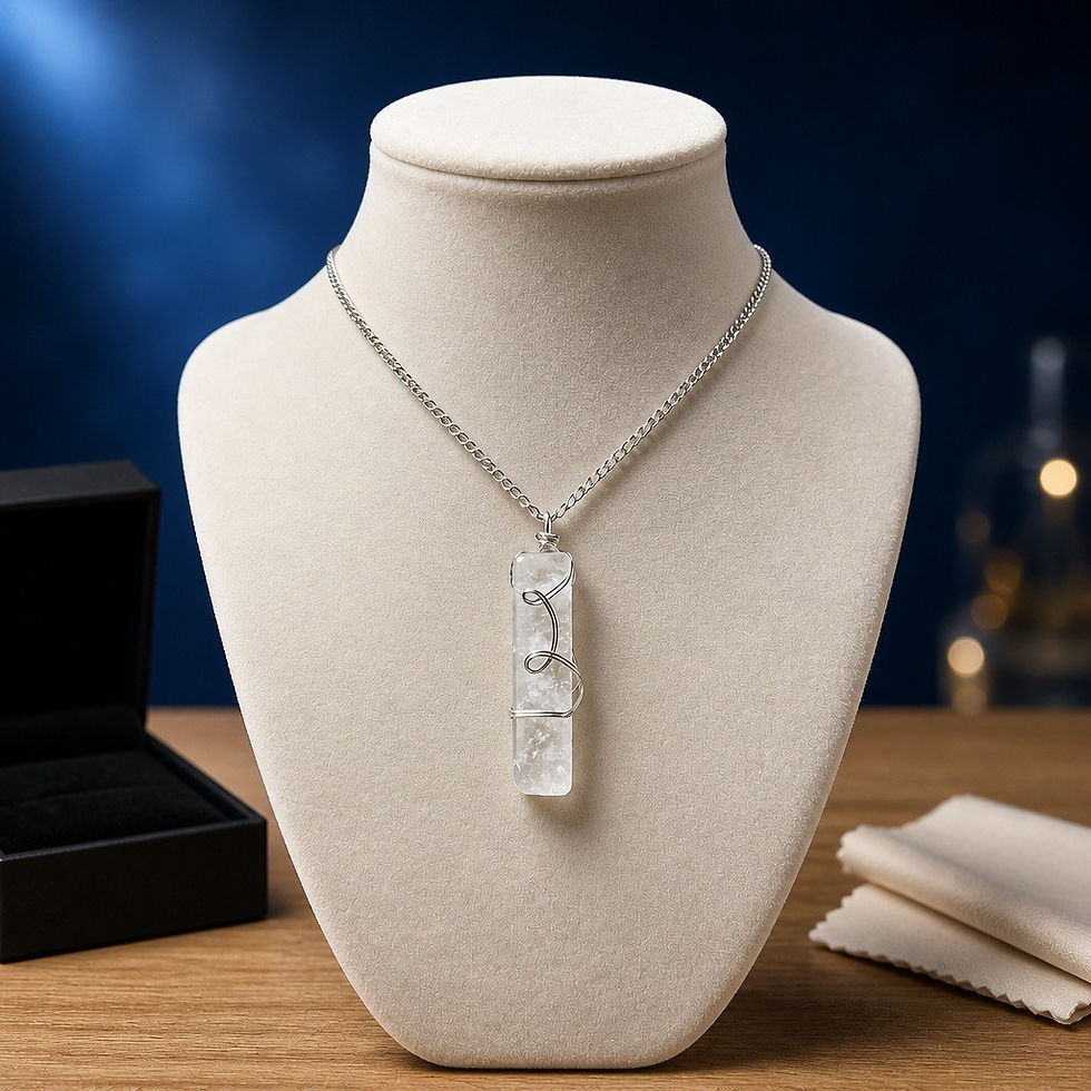 Wire wrapped clear quartz necklace available in copper or silver wire with natural crystal pendant