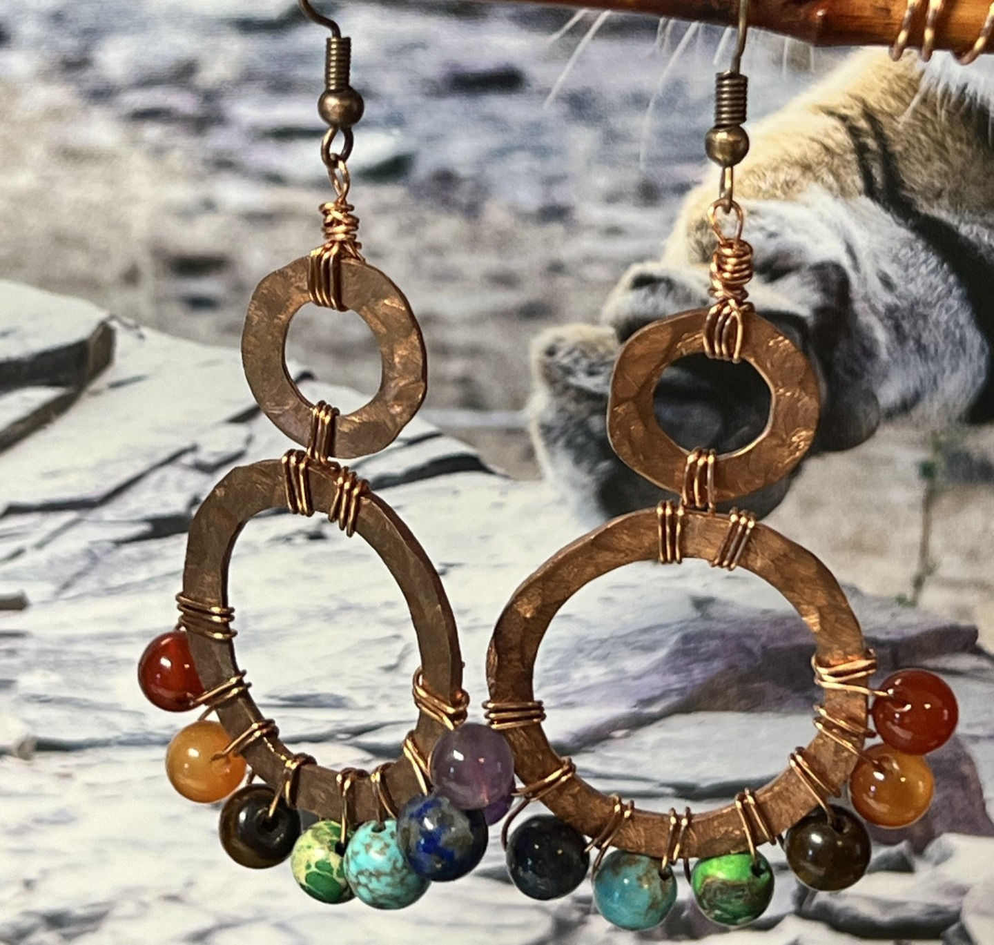 Hammered Copper chakra inspired earrings