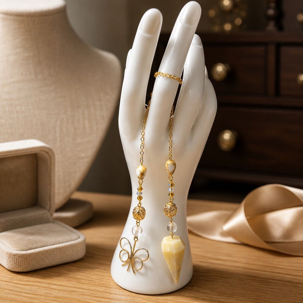 Snowy Quartz Divination Pendulum – Transformation Butterfly Charm