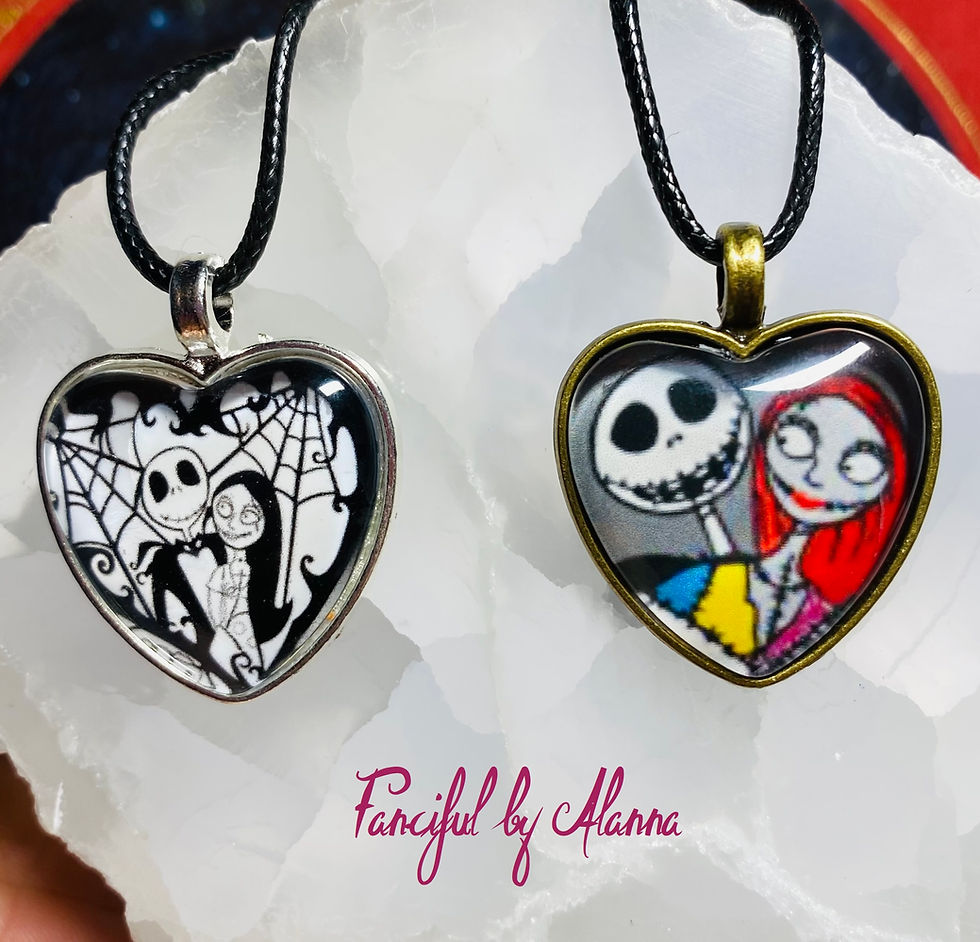 Jack Skellington and Sally Heart Pendant