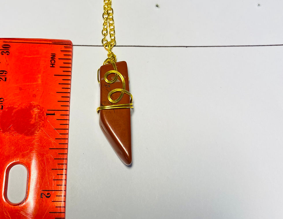 Thumbnail: Wire wrapped red jasper necklace with gold wire length