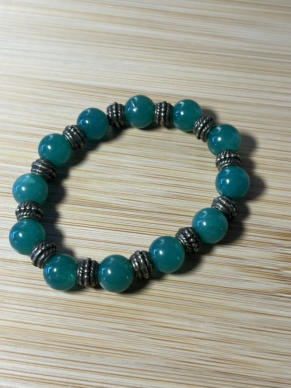 Thumbnail: Aventurine & Bronze Beaded Bracelet