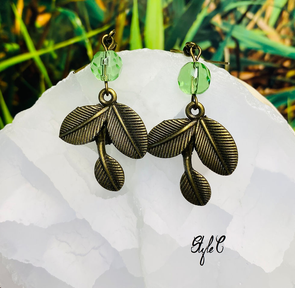 Thumbnail: Various Leaf Charm and glass bead Earrings