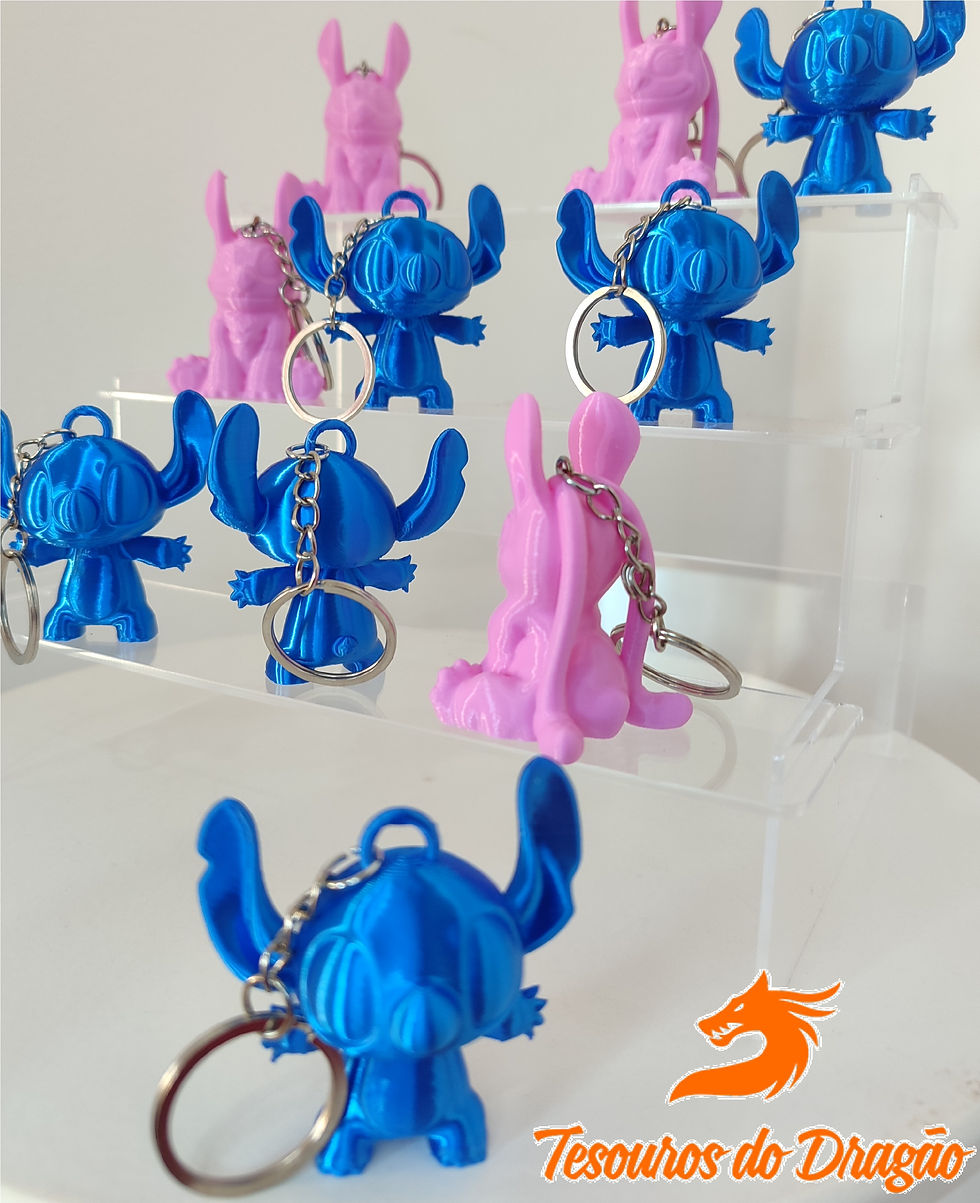 Miniatura: Chaveiro Stitch e Angel | Lilo e Stitch Chaveiro | Brinquedo e Decoração |