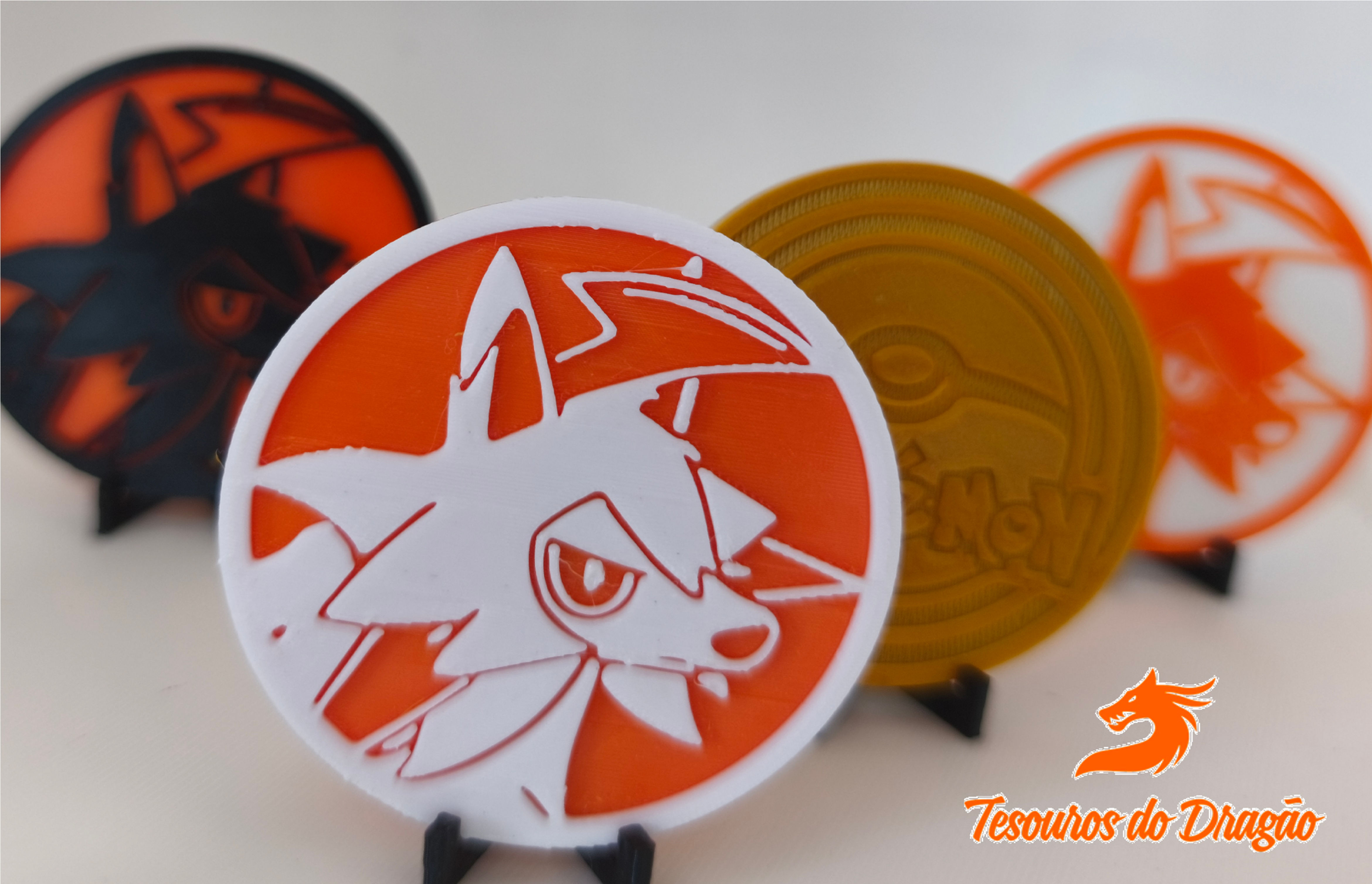 Moeda do Lycanroc 50mm | Personalizável | Moeda Pokémon TCG